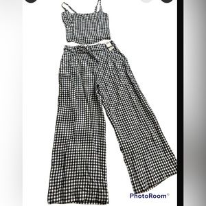 ABERCROMBIE NWT Tailored Wide leg Pants with Linen blend top size S/M short